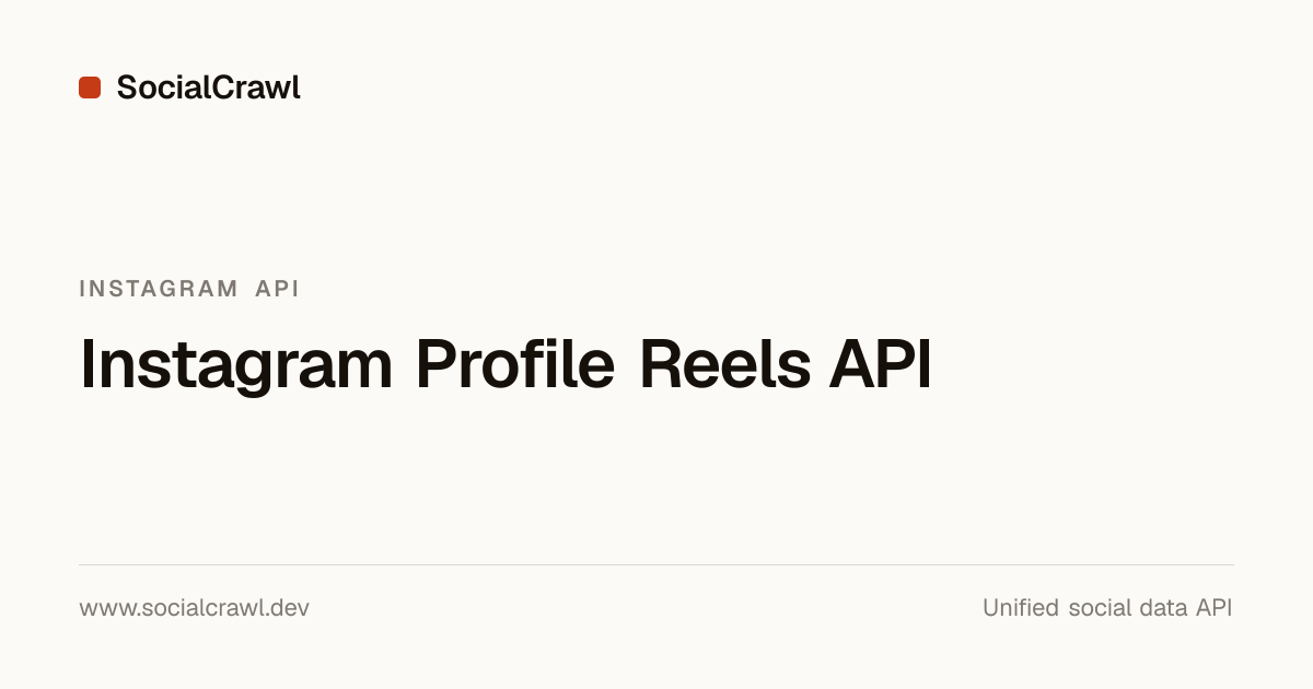 Instagram Reels API — List User Reels | SocialCrawl